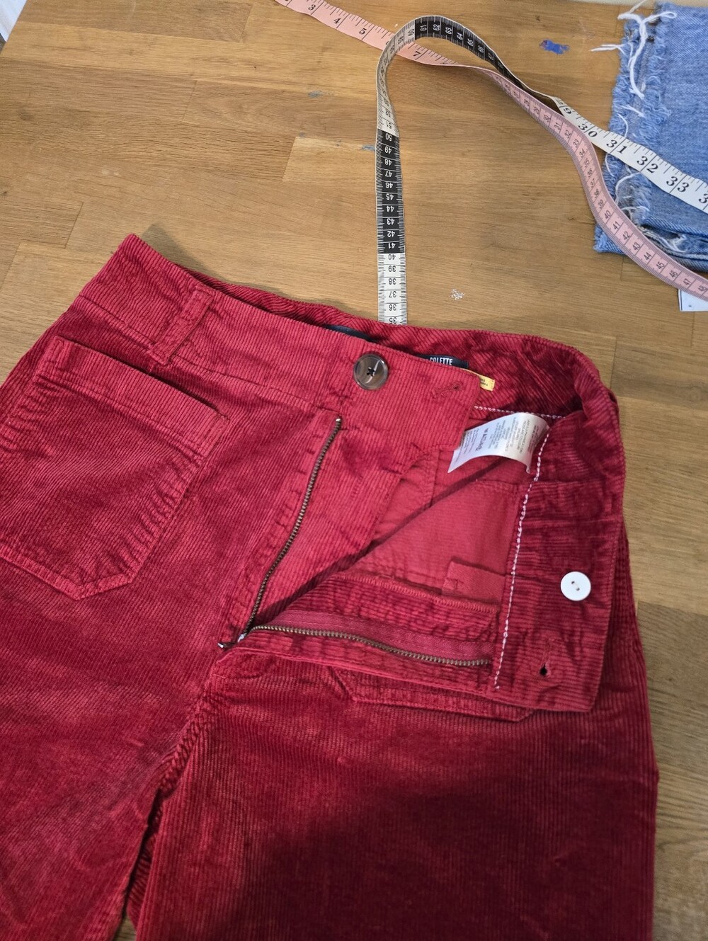 Maeve Colette Corduroy Wide-Leg Pants Rich Deep Red 28T Tall - Picture 9 of 12
